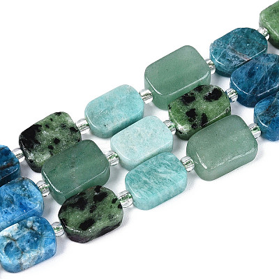 Natural Ruby in Zoisite & Flower Amazonite & Green Aventurine & Apatite Beads Strands G-N358-02A-06-1