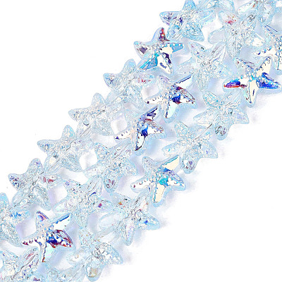 Electroplate Transparent Glass Beads Strands EGLA-Q136-01A-07-1