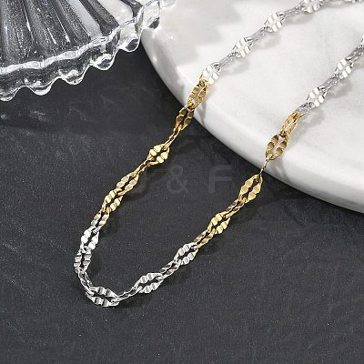 304 Stainless Steel Dapped Chains Bracelets for Women BJEW-D466-08A-GP-1