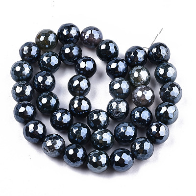 Electroplate Natural Agate Beads Strands G-T131-55-27-1