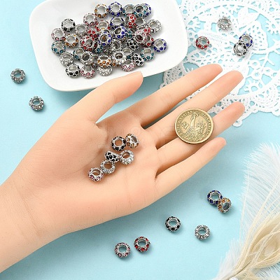10Pcs Alloy Rhinestone European Beads CPDL-YW0001-02A-1