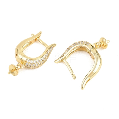 Brass Micro Pave Clear Cubic Zirconia Hoop Earring Findings KK-Z158-04G-1