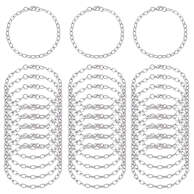 30Pcs Iron Cable Chain Bracelets IFIN-ME0001-34P-1