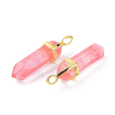 Cherry Quartz Glass Pointed Pendants G-G025-01G-05-1