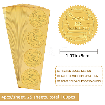 Plastic Self Adhesive Gold Foil Embossed Stickers DIY-WH0211-233-1