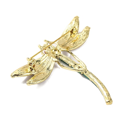 Golden Plated Alloy Colorful Rhinestone Insect Brooches JEWB-L017-07G-01-1