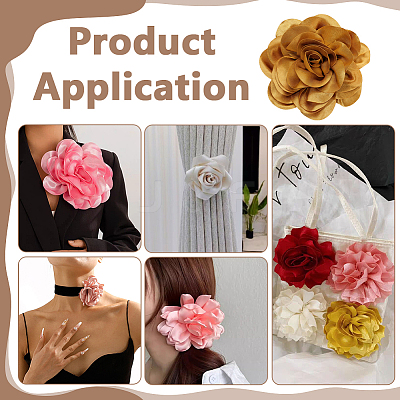 Flower Polyester Brooches JEWB-WH0039-56B-1
