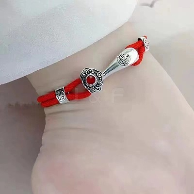 Auspicious Clouds Brass Cotton Cord 2-Strand Anklets FS-WG70E40-02-1