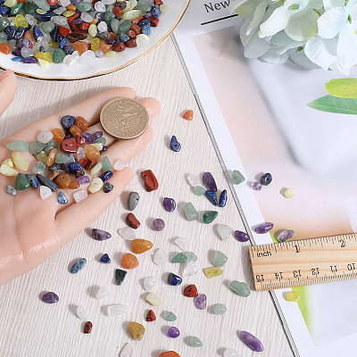 7 Strands 7 Styles Chakra Natural Gemstone Chip Beads Strands G-SC0002-76-1