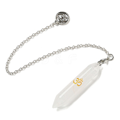 Bullet Natural Quartz Crystal Pointed Dowsing Pendulums AJEW-B106-01AS-07-1