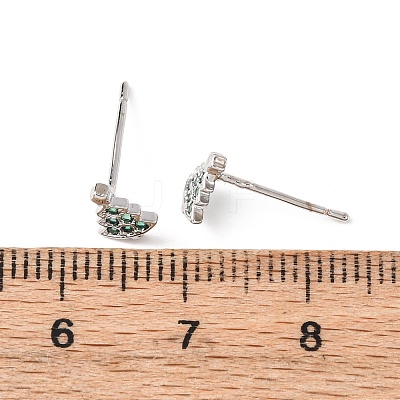 Brass Micro Pave Cubic Zirconia Charistmas Tree Stud Earrings EJEW-L278-09P-1