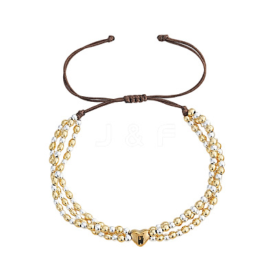 Two Tone Brass Beads Adjustable Bracelets UF8156-3-1