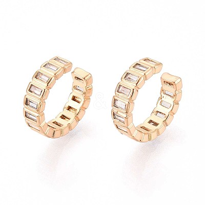 Brass Micro Pave Clear Cubic Zirconia Cuff Earrings EJEW-T047-58G-1