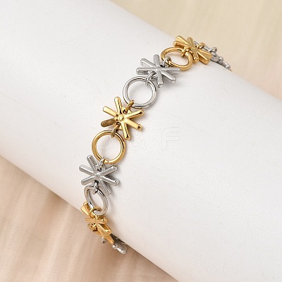 Two Tone 304 Stainless Steel Link Chain Bracelets for Women BJEW-K264-09GP-1