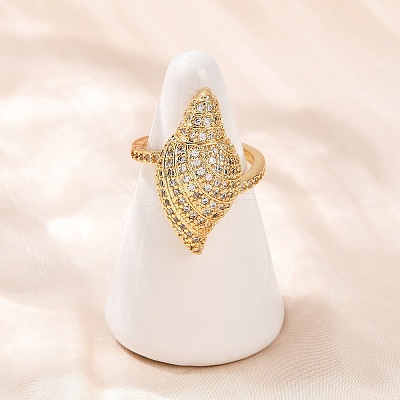 Brass Micro Pave Cubic Zirconia Cuff Rings for Women RJEW-L132-03G-01-1