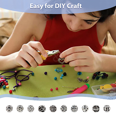 150Pcs 10 Style Zinc Alloy Beads FIND-DC0003-67-1