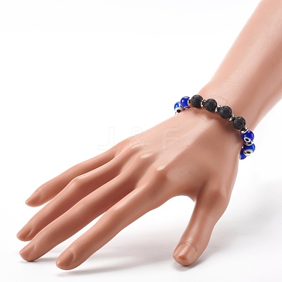 Handmade Evil Eye Lampwork Beaded Stretch Bracelets BJEW-JB06466-01-1
