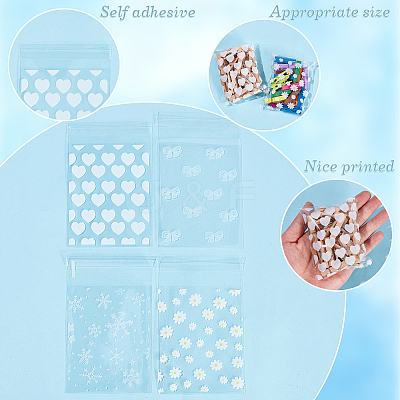 4 Bags 4 Styles Printed Transparent OPP Cellophane Storage Bags OPP-SP0001-07A-1