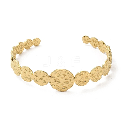 Ion Plating(IP) 304 Stainless Steel Round Open Cuff Bangles BJEW-L682-018G-1