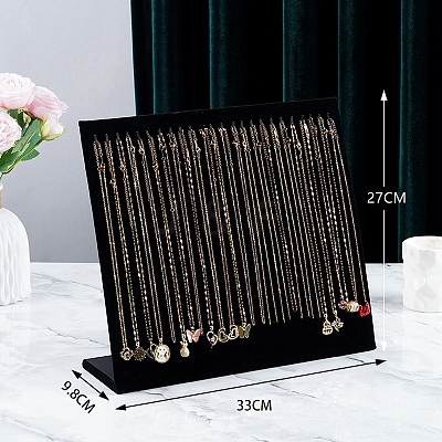Velvet Necklace Organizer Display Stands for 24 Necklaces PW-WG61009-01-1