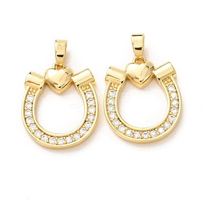 Brass Micro Pave Clear Cubic Zirconia Pendants KK-A304-28A-G-1