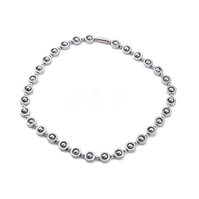 Synthetic Hematite & Brass Column Beaded Necklace with Magnetic Clasps NJEW-G047-01-1