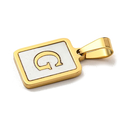 PVD Vacuum Plating 304 Stainless Steel Pave Natural White Shell Pendants STAS-S130-03G-G-1