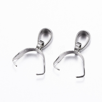 Tarnish Resistant 304 Stainless Steel Pendant Pinch Bails STAS-G179-08P-1