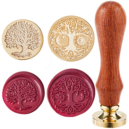 CRASPIRE 2Pcs 2 Styles Golden Tone Brass Wax Seal Stamp Head AJEW-CP0007-48B-03-1