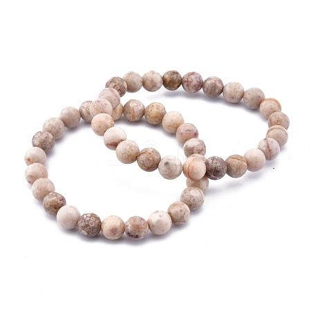 Natural Maifanite/Maifan Stone Bead Stretch Bracelets X-BJEW-K212-A-044-1