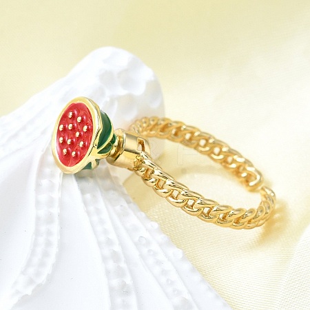 Brass Enamel Open Cuff Rings for Women RJEW-F179-08G-04-1