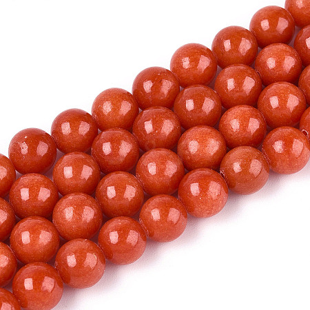 Dyed Natural Mashan Jade Round Beads Strands G-T139-8mm-67C-1