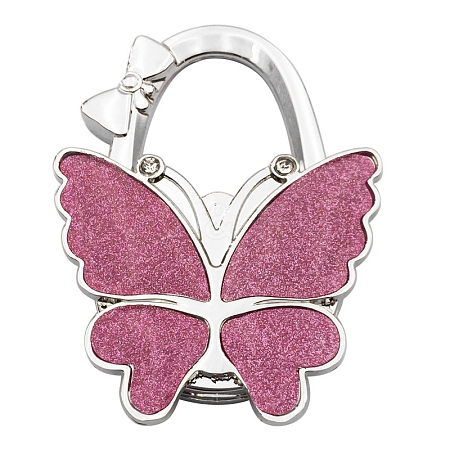 Glitter Butterfly Zinc Alloy Crystal Rhinestone Bag Hanger BAGH-F001-A01-1