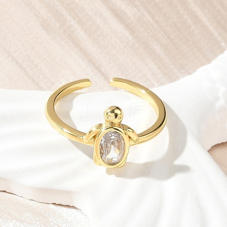 Clear Cubic Zirconia Open Cuff Rings RJEW-A061-03G-1