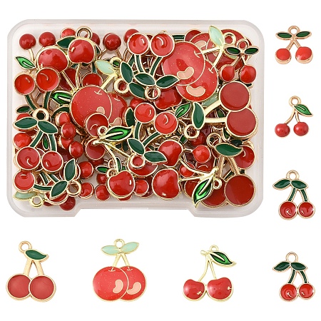 50Pcs 7 Styles Alloy Enamel Pendants ENAM-FS0003-19-1