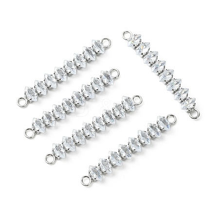 SHEGRACE Brass Pave Clear Cubic Zirconia Connector Charms XGRQ3P157-642P-1