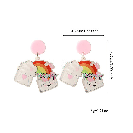 Back to School Acrylic Dangle Stud Earrings FS-WGAA197-16-1