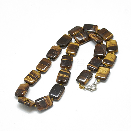 Natural Tiger Eye Beaded Necklaces NJEW-S398-14-1