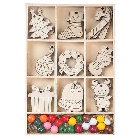 Christmas theme DIY Wood Pendants WOOD-S063-01D-1