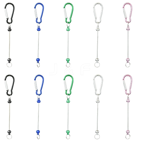 10Pcs 5 Colors Aluminum Climbing Carabiners AJEW-YW0001-22-1