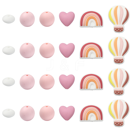 26Pcs Food Grade Eco-Friendly Silicone Beads SIL-YW0002-42C-1