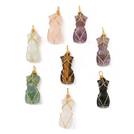 Natural & Synthetic Mixed Gemstone Pendants G-K338-30G-1