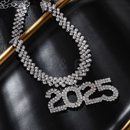 Brass Full Crystal Rhinestone 2025 Pendant Necklaces for Women LS-NJEW-Q005-01P-1
