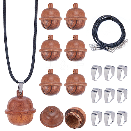 SUNNYCLUE DIY Acorn Locket Necklace Making Kit WOOD-SC0001-59B-1