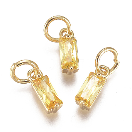 Brass Micro Pave Cubic Zirconia Charms ZIRC-F111-03G-01-1