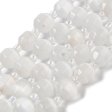 White Cat Eye Beads Strands G-Q169-F10-01-1