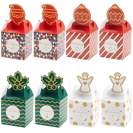 12Pcs 4 Styles Christmas Theme Paper Fold Gift Boxes CON-SP0001-02-1