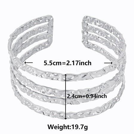 Vintage Hammered 304 Stainless Steel Cuff Bangles for Women OO0965-1-1