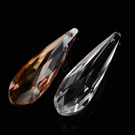 Faceted Teardrop Glass Pendants GLAA-O008-E-1