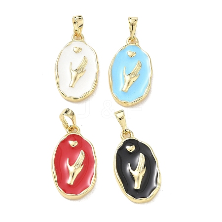Brass Enamel Pendant KK-CBA3F25-02G-1